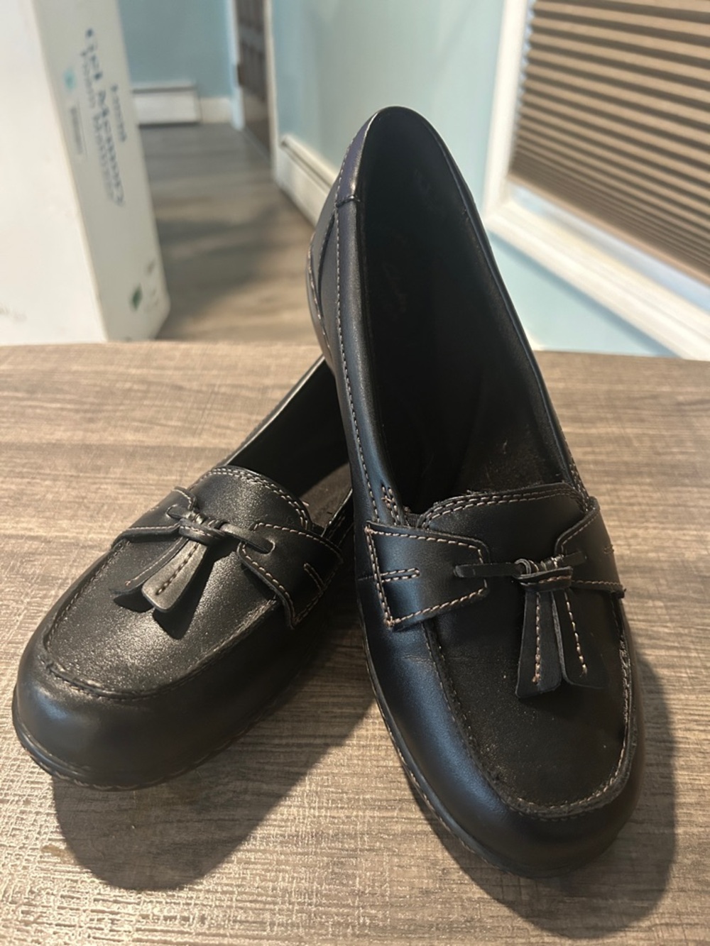 Clarks Black Tassel Loafers for Women